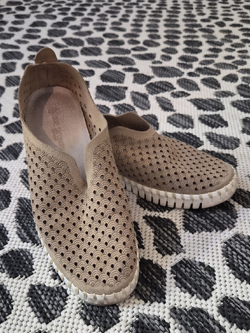 Women's Taupe Perforated Slip-On Mules